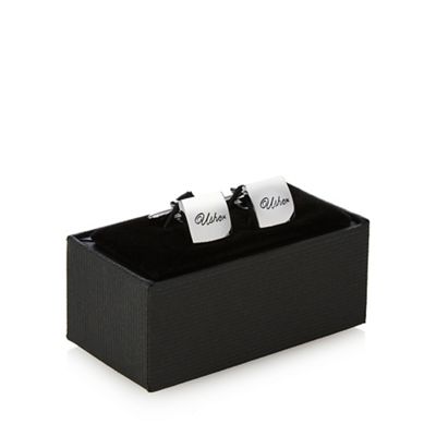 The Collection Silver 'Usher' engraved cufflinks